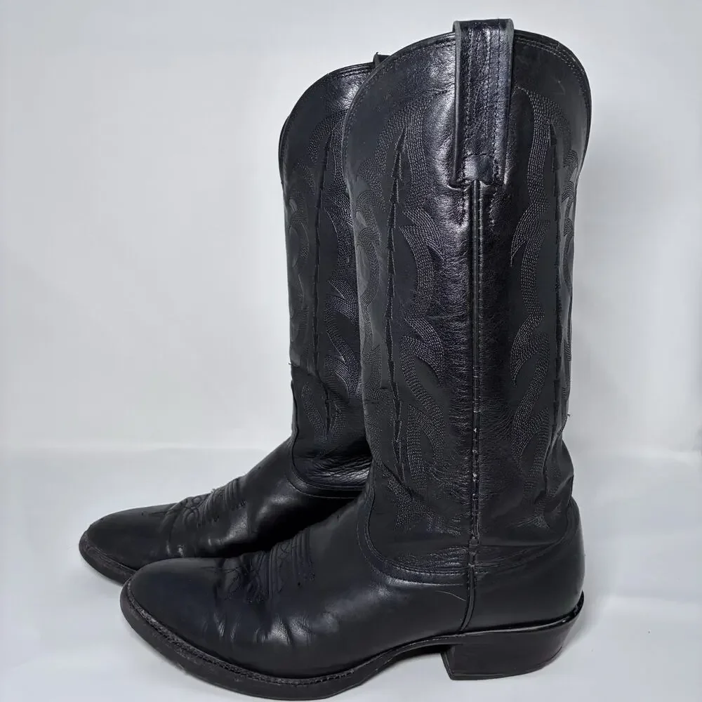 Sz 8 D Mens Nocona NB2001 Imperial Black Calf Leather Western Cowboy Boot VGUC!